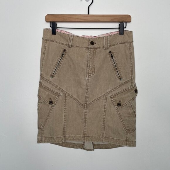 Peruvian Connection Khaki Skirt‎ Size 2 School Girl Secretary Academia Cargo - Picture 1 of 6